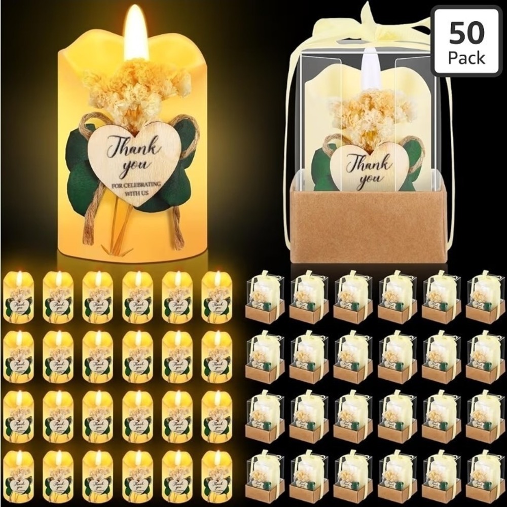 Retisee Wedding Bridal Shower Candle Favors for Guests - Wood (32 Sets)